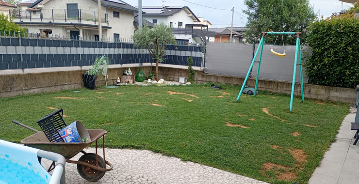 Riqualificazione e concimazione del prato in area residenziale ad Arona